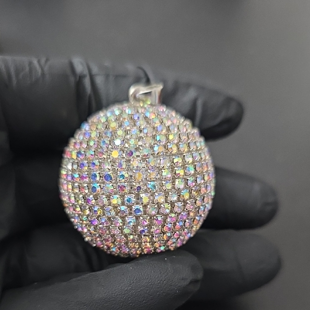 Watch Video / Elegant Silver and Multicolor Crystal Disco Ball Pendant